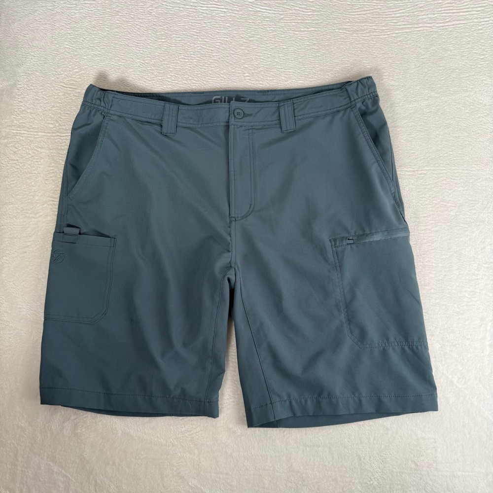 Gillz Mens XXL Fishing Shorts Slate Blue Performance Utility Cargo Stretch Mesh